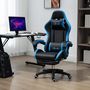 Voir la diapositive 4 : VINSETTO Chaise gaming - chaise de bureau gamer inclinable réglable repose-pieds rétractable coussins synthétique noir bleu
