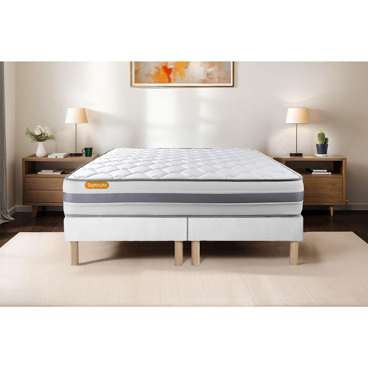 SEPTNUITS Matelas + double sommiers Memo Spring Ressorts ensachés 3 zones de confort MAXI épaisseur