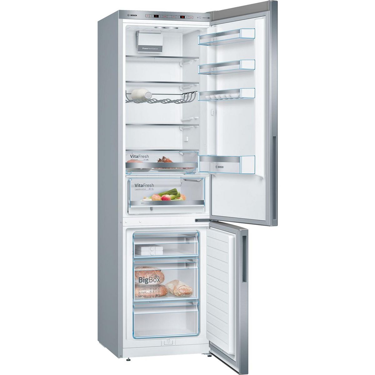 BOSCH Réfrigérateur combiné 60cm 337l brassé inox - kge39alca
