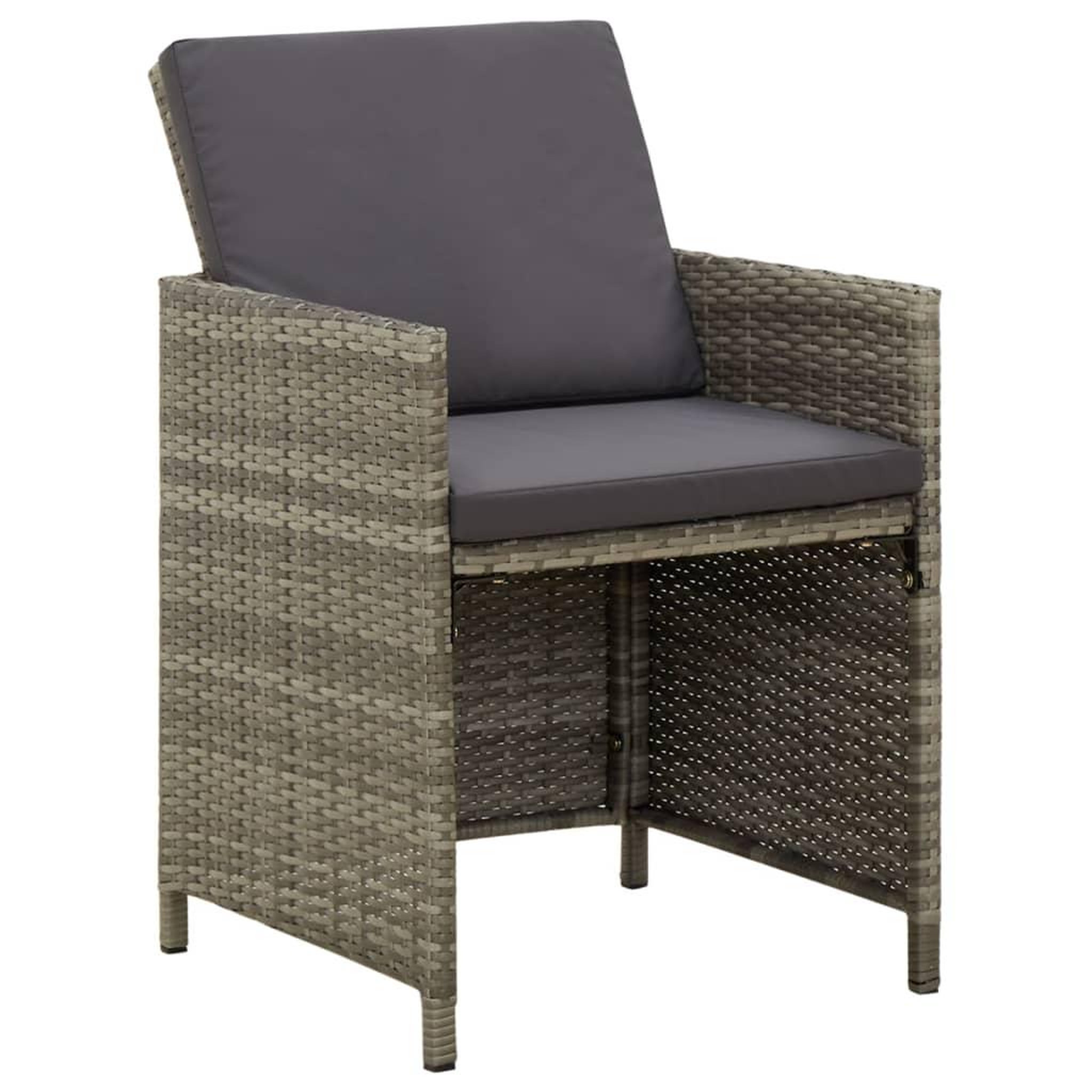 Voir la diapositive 2 : VIDAXL Chaises de jardin avec coussins lot de 4 Resine tressee Gris