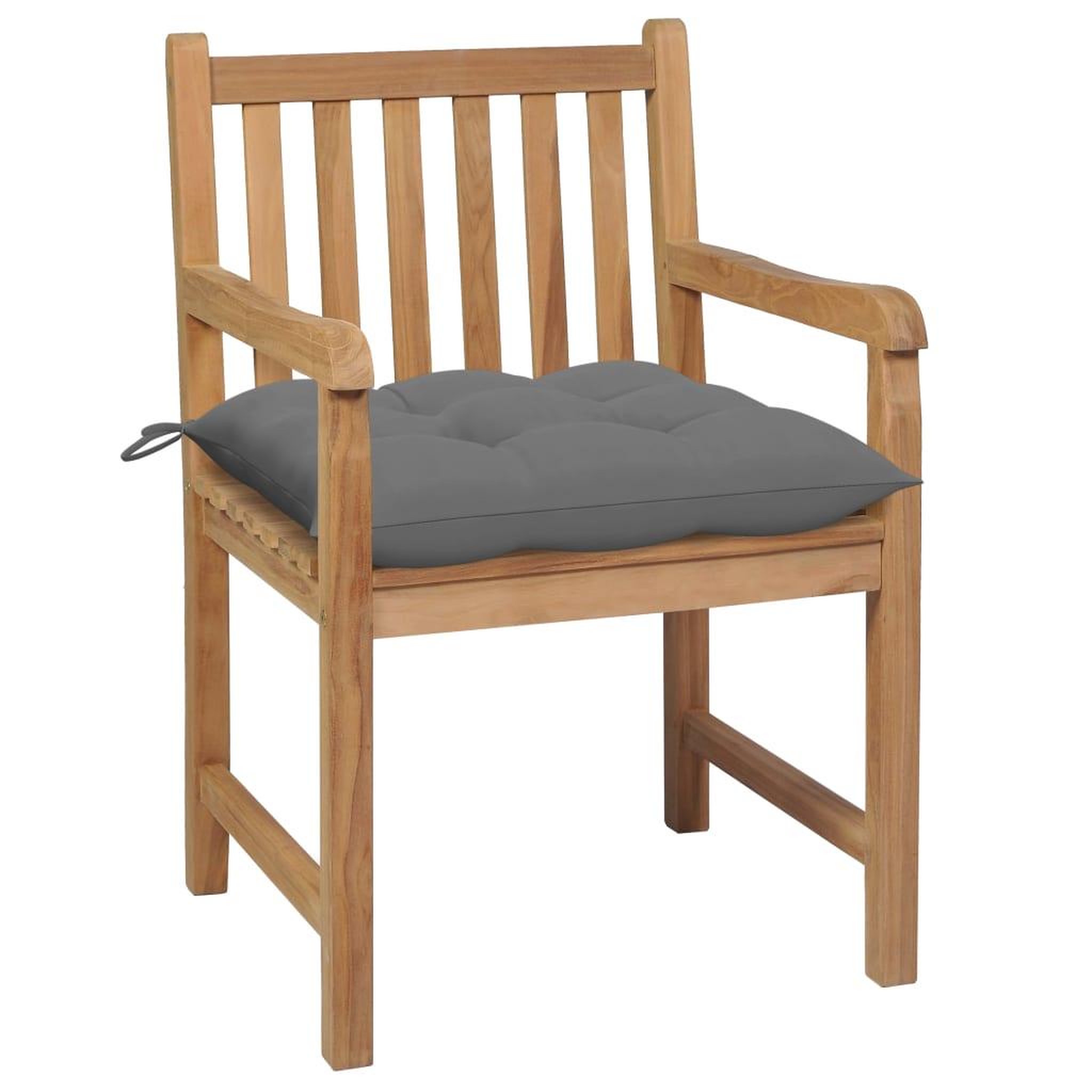 Voir la diapositive 2 : VIDAXL Chaises de jardin lot de 2 et coussins gris Bois de teck massif