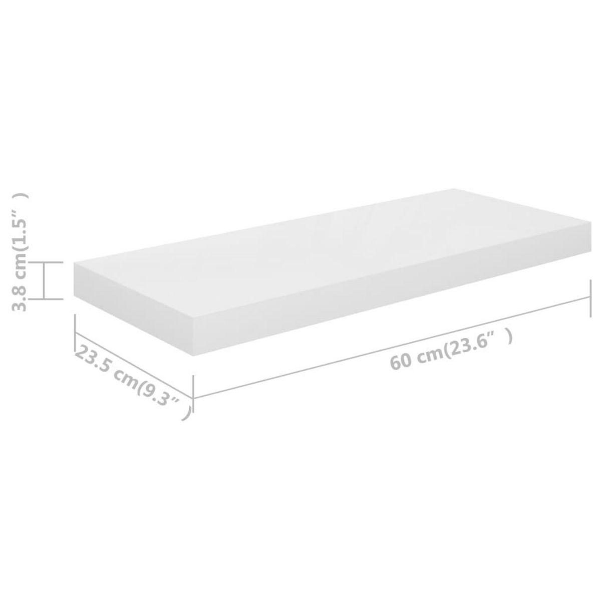 VIDAXL Etagere murale flottante 2 pcs Blanc brillant 60x23,5x3,8cm MDF