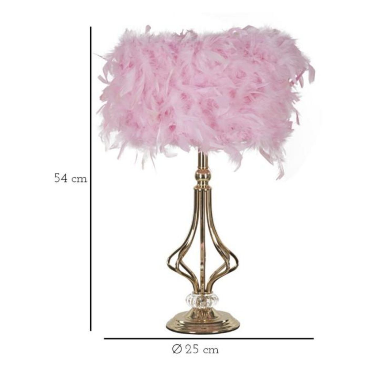 Paris Prix Lampe à Poser Imitation Plume  Tarty  54cm Or & Rose