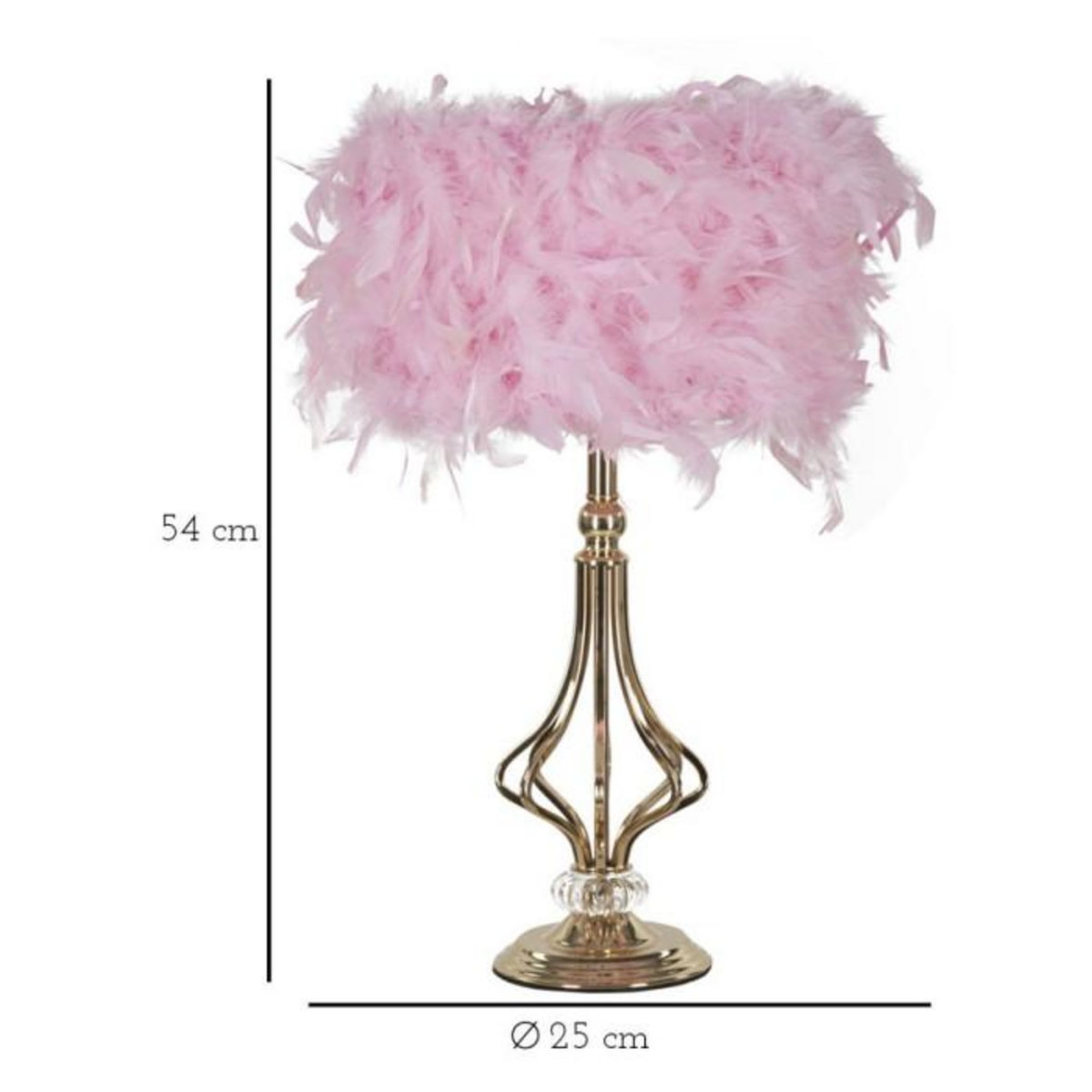 Paris Prix Lampe à Poser Imitation Plume  Tarty  54cm Or & Rose