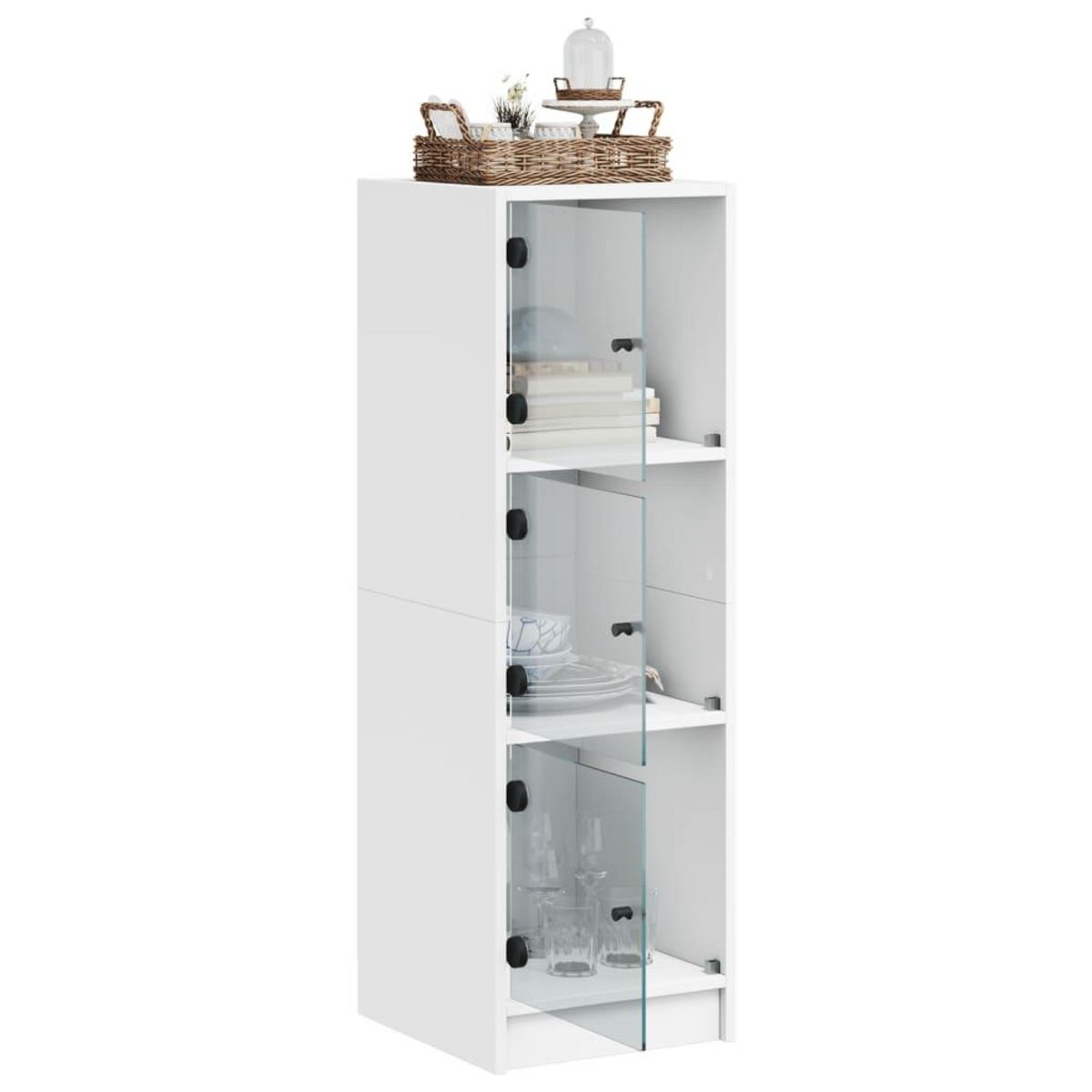 VIDAXL Buffet avec portes en verre blanc 35x37x109 cm