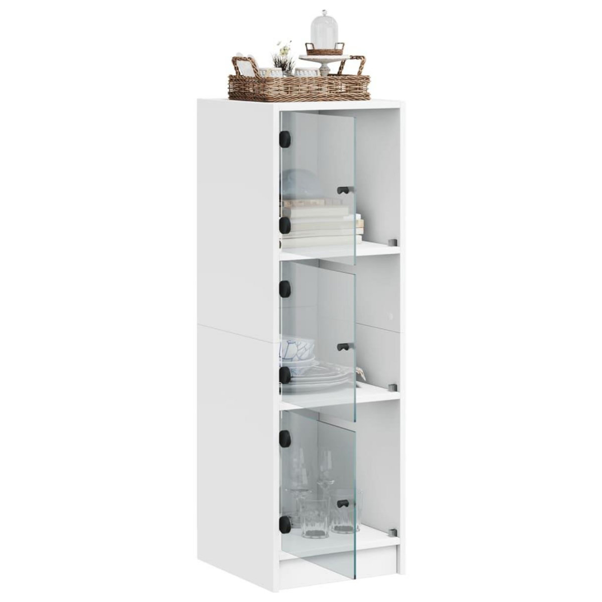 VIDAXL Buffet avec portes en verre blanc 35x37x109 cm