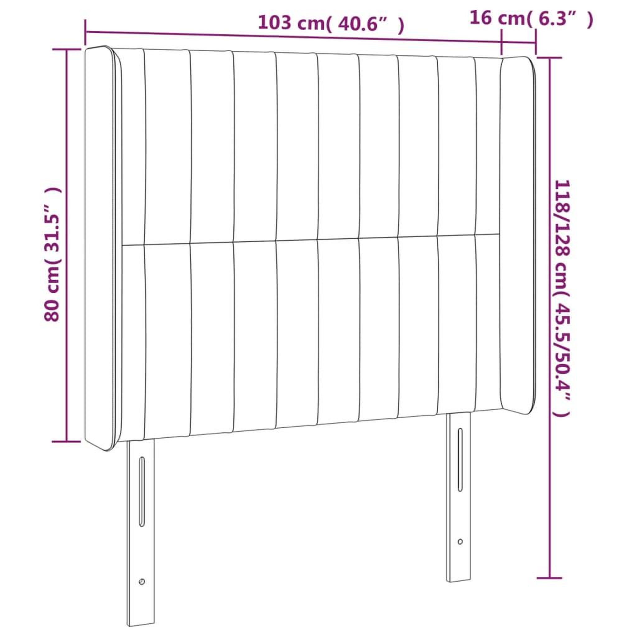 Voir la diapositive 6 : VIDAXL Tete de lit avec oreilles Gris clair 103x16x118/128 cm Tissu