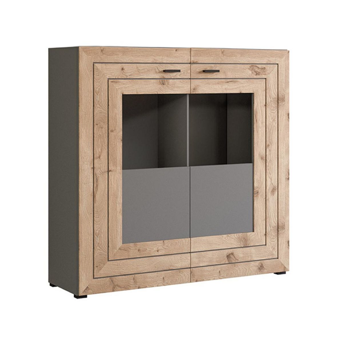 BEST MOBILIER Wexford - buffet haut - gris et effet bois - 120 cm