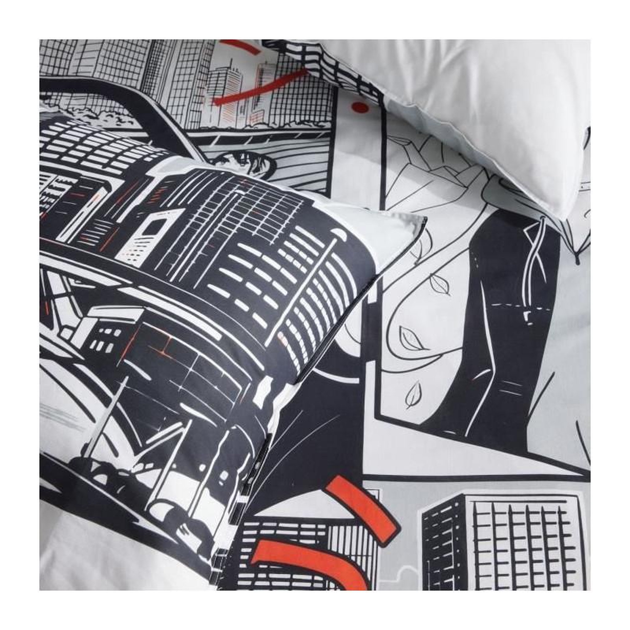 Voir la diapositive 4 : Today Parure de lit - TODAY - JAVA - 2 personnes - 240x220 cm - Coton - Imprimé Manga - Blanc