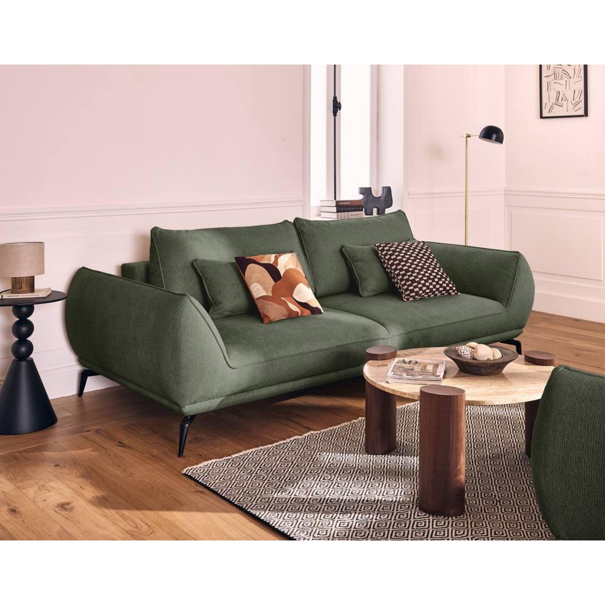 LISA DESIGN Arica - canapé droit 3 places convertible en tissu texturé