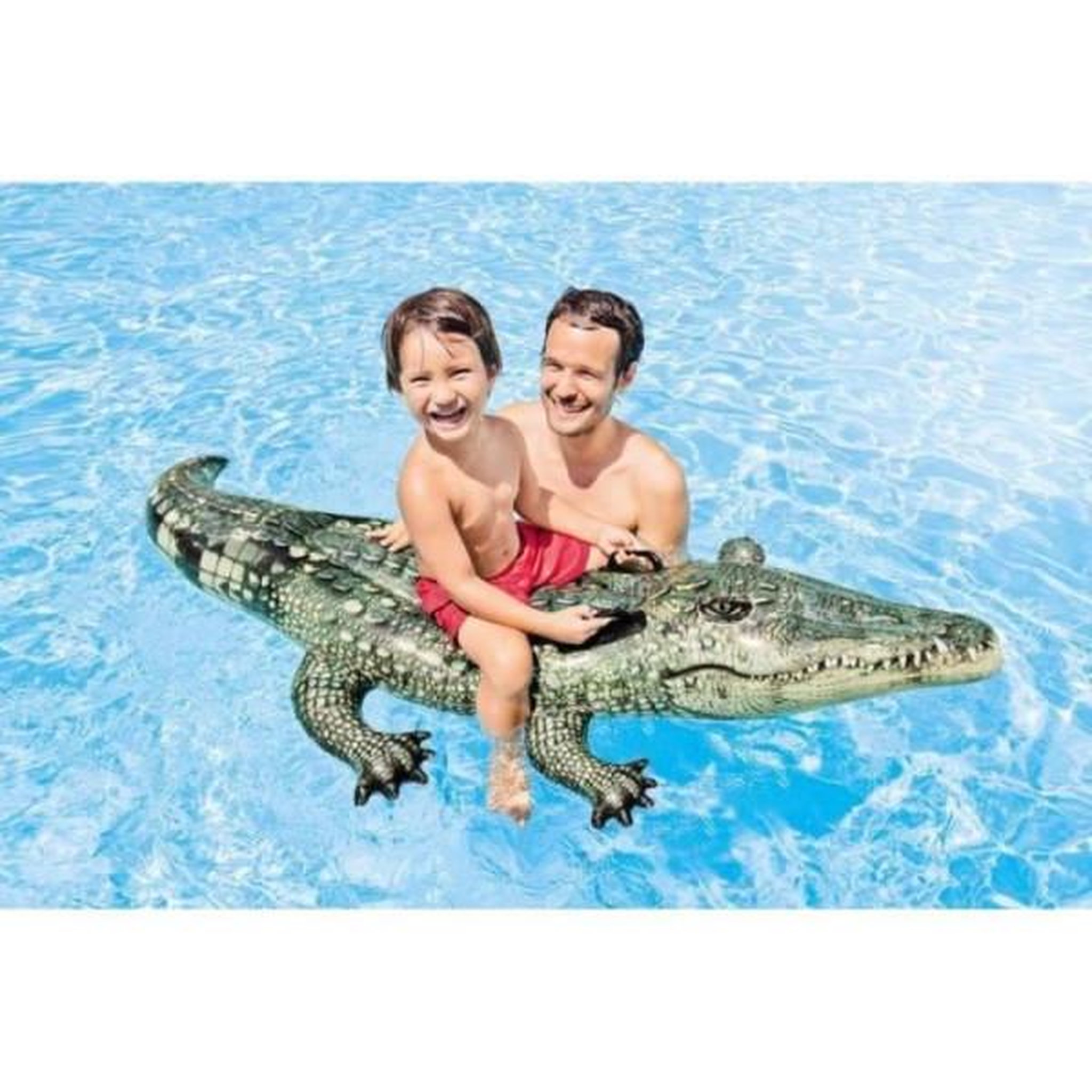 Voir la diapositive 2 : INTEX Bouée gonflable alligator a chevaucher intex - dimensions 170 x 86 cm - pour enfants a partir de 3 ans