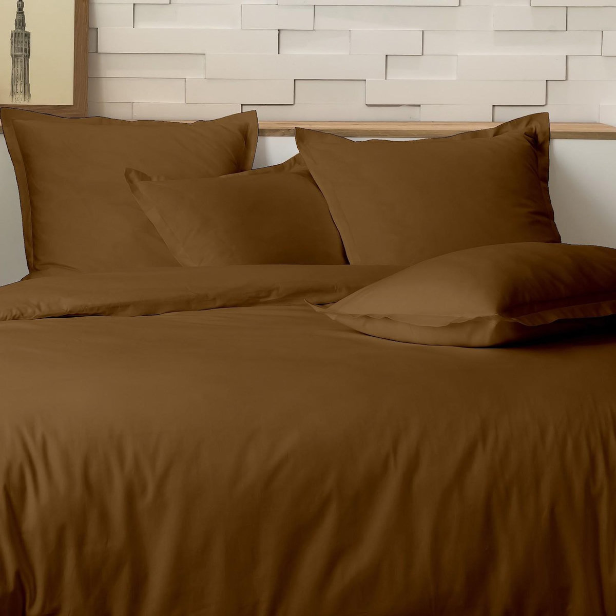 Home collection Parure de couette 100%percale de coton 80 fils/cm2-uni lin