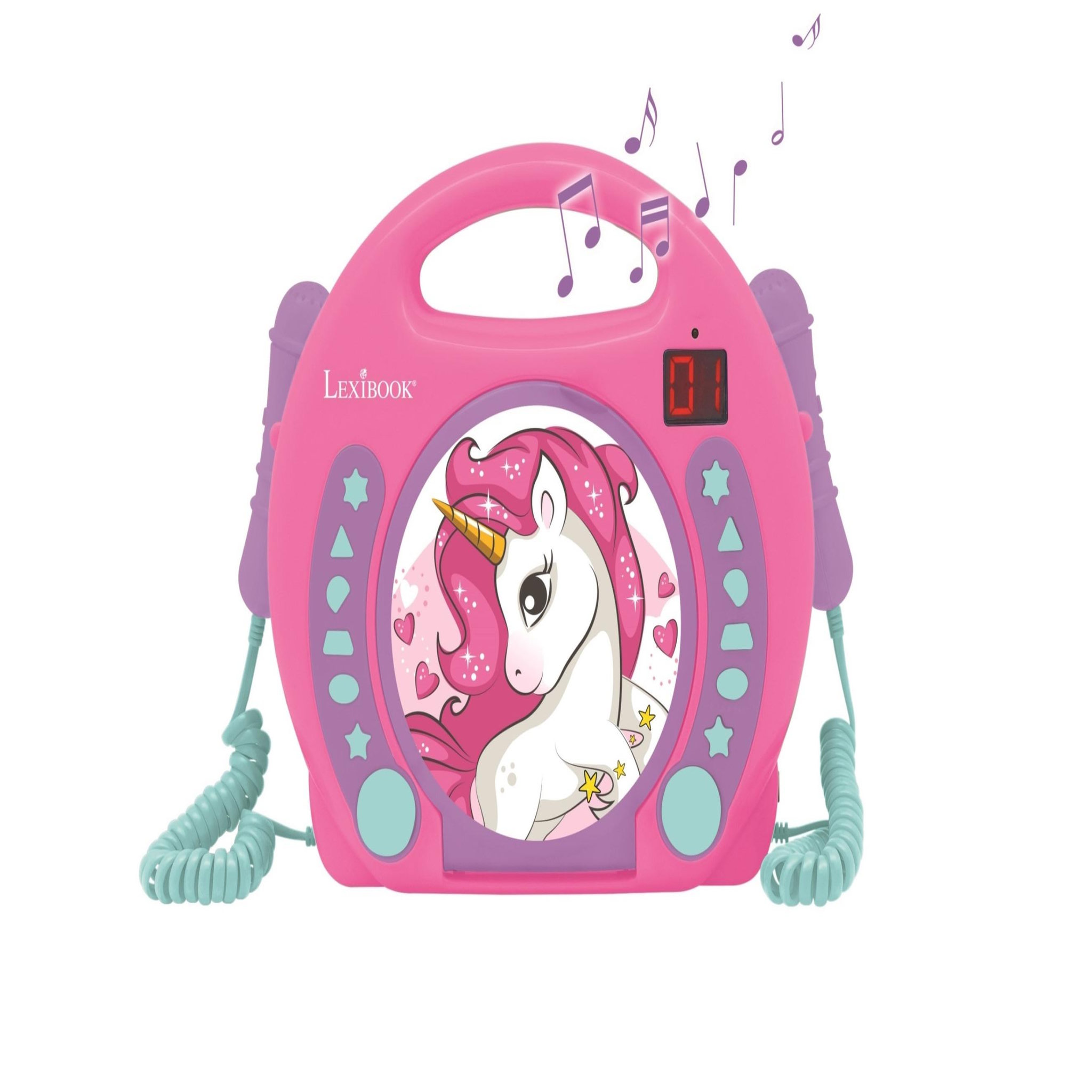 Lexibook Lecteur CD portable avec 2 microphones coloris Licorne