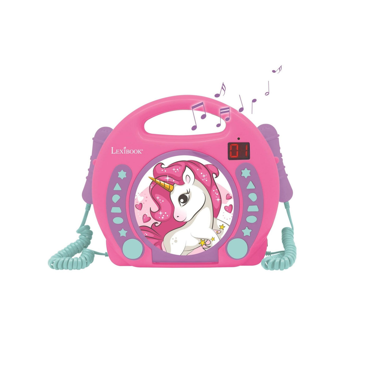 Lexibook Lecteur CD portable avec 2 microphones coloris Licorne