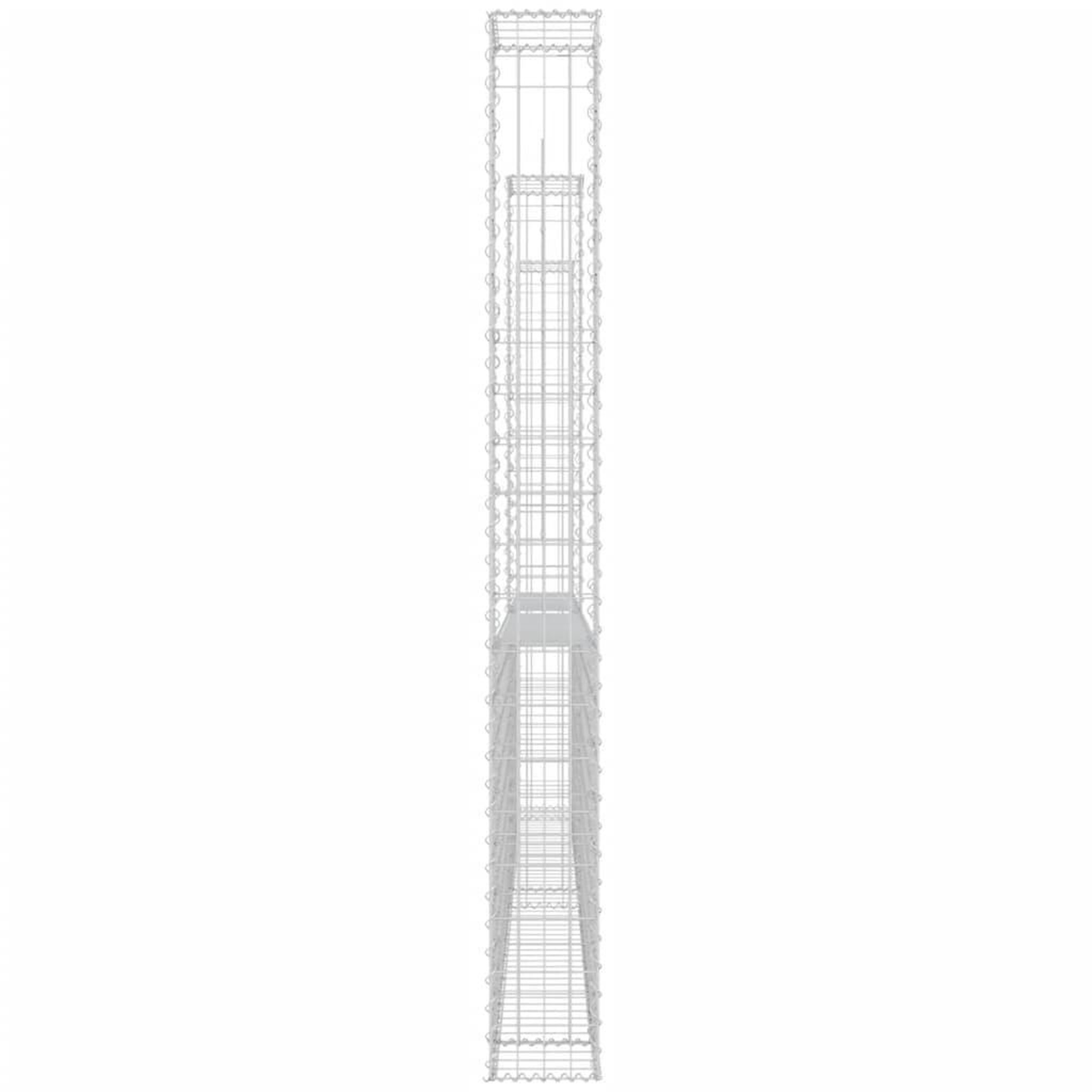 Voir la diapositive 4 : VIDAXL Panier de gabion en forme de U avec 2 poteaux Fer 140x20x200 cm