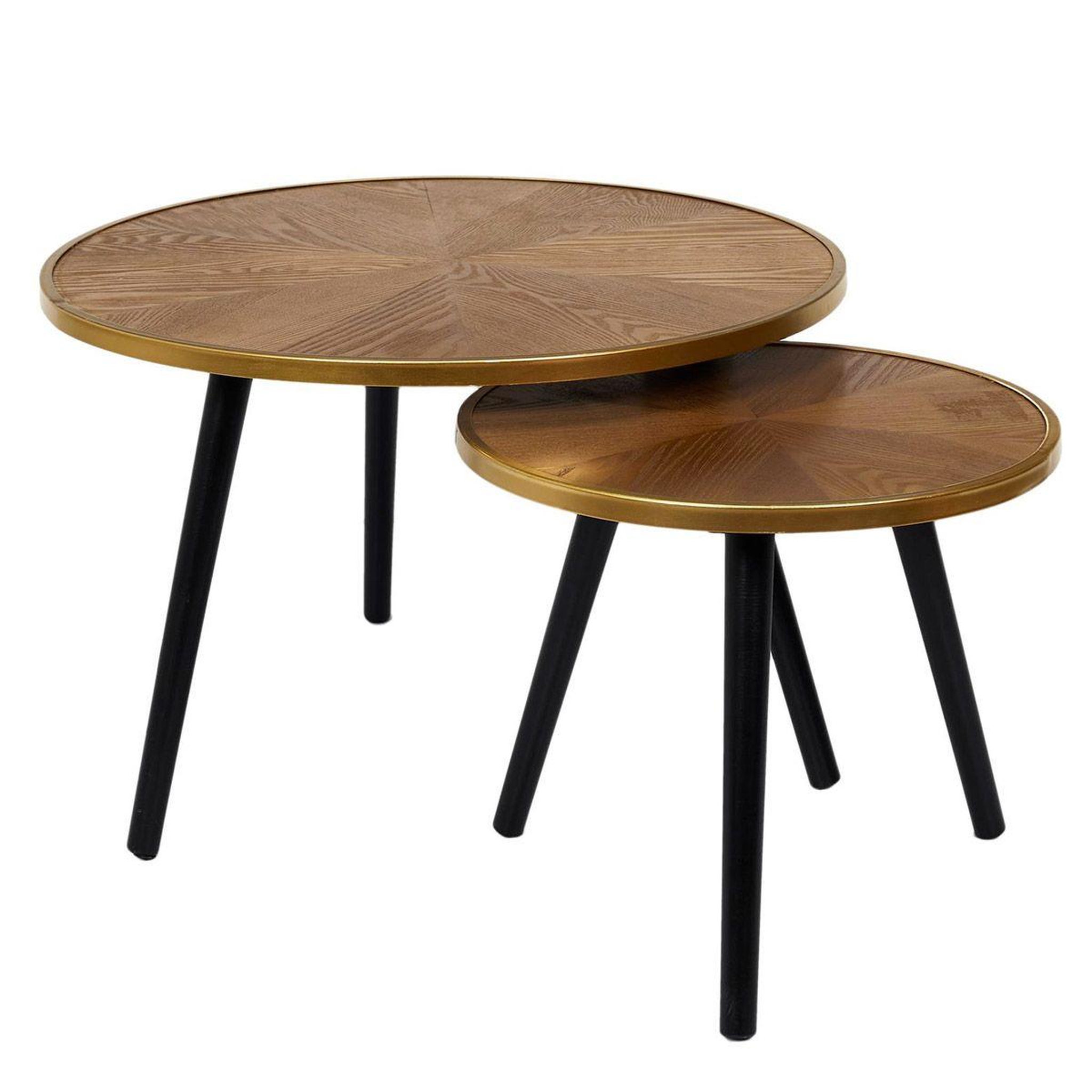 The Home Deco Factory Lot de 2 Tables Gigognes  Felix  40cm Naturel & Noir