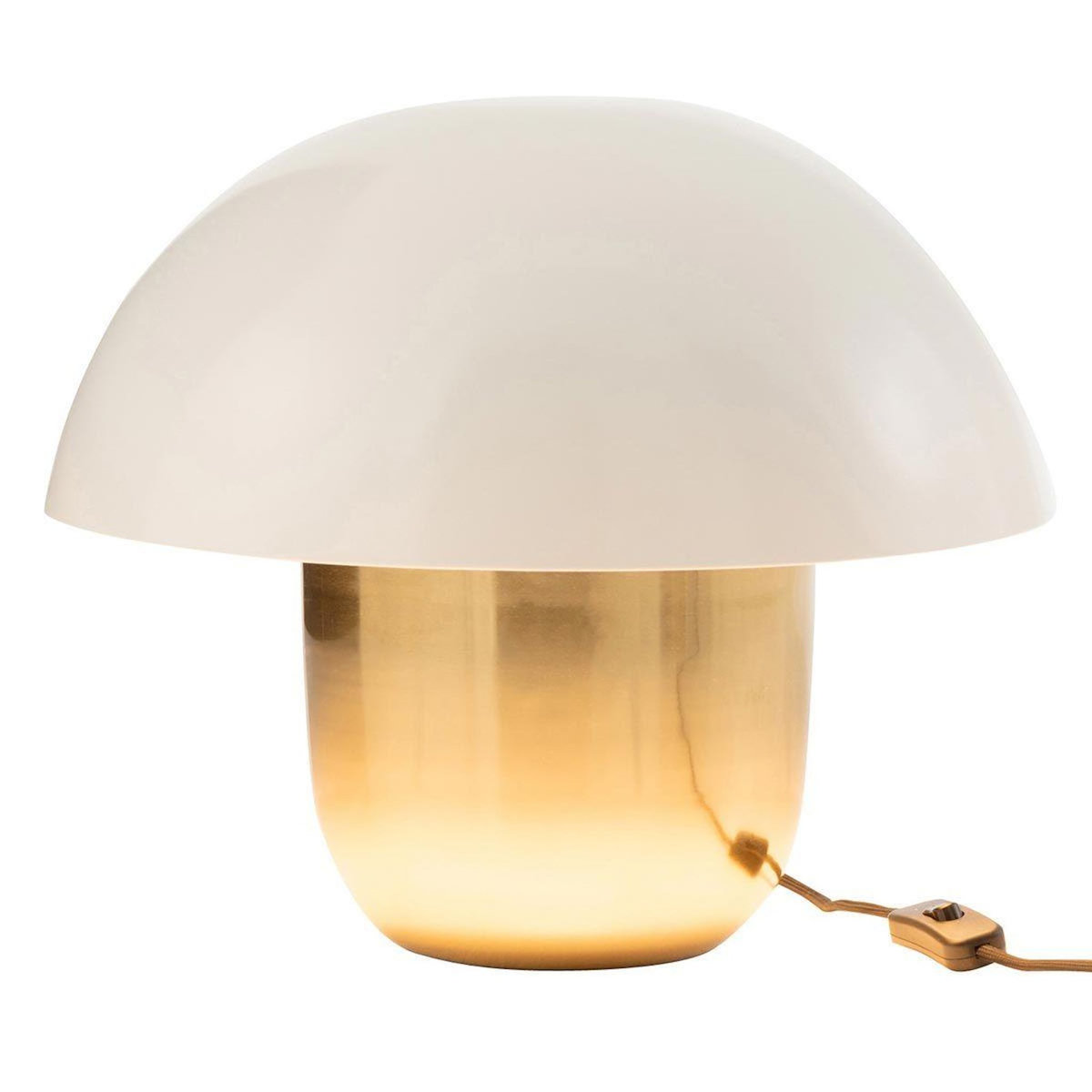 Paris Prix Lampe à Poser  Champignon Métal  40cm Blanc & Or