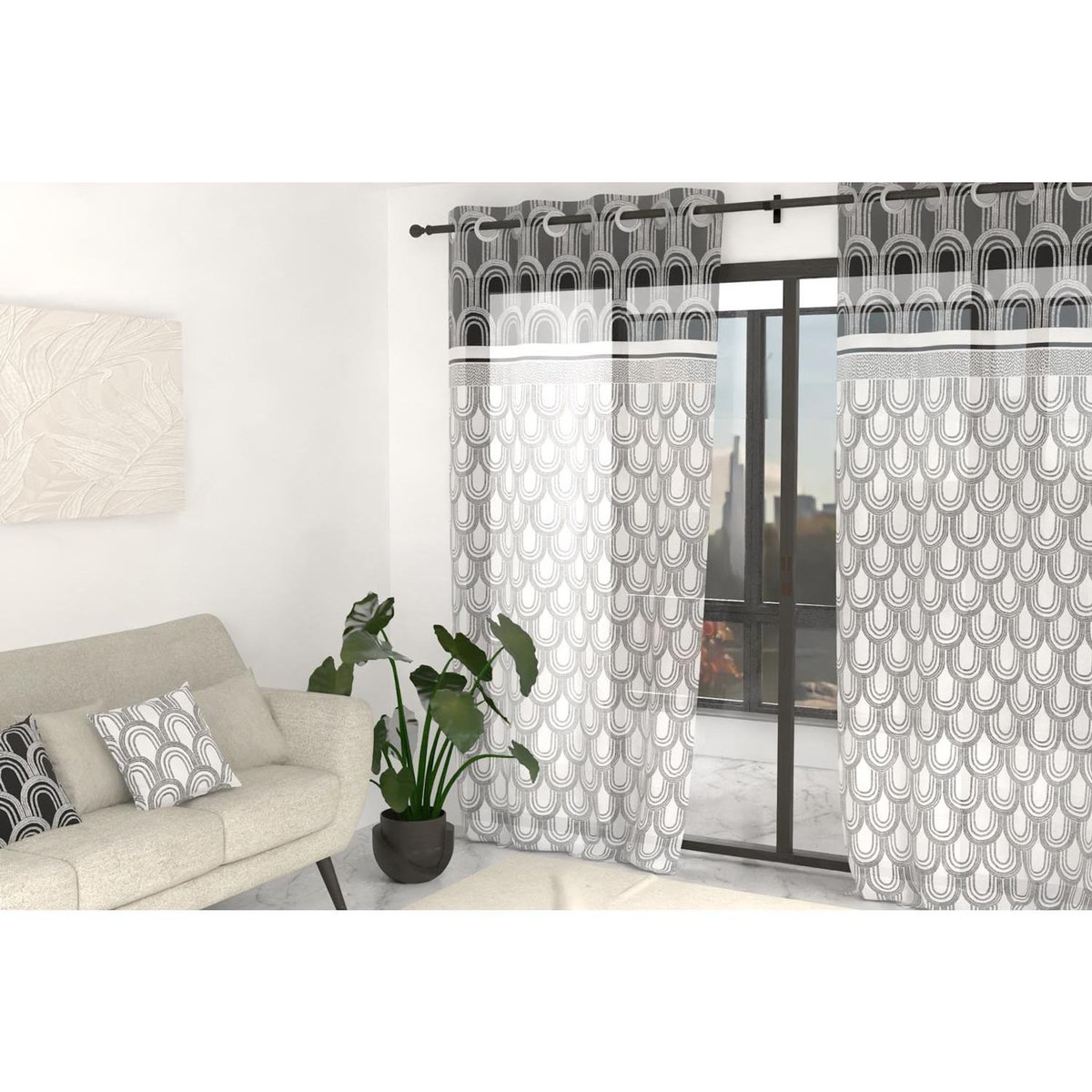 SOLEIL D'OCRE Voile à oeillets imprimé 135x250 cm DUNE, par Soleil d'Ocre