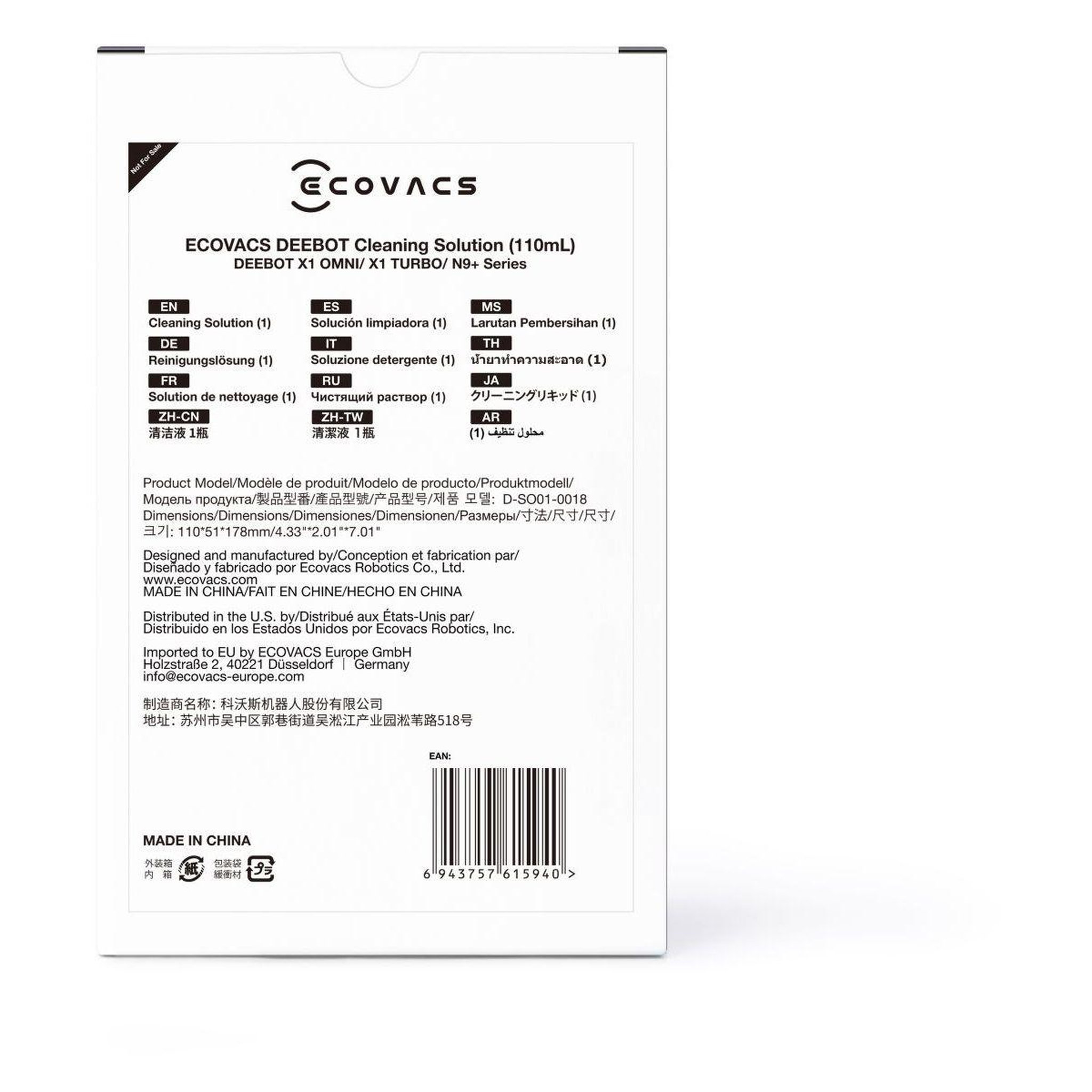 Voir la diapositive 3 : ECOVACS Détergent pour aspirateur robot laveur modèles t10, x1 , x1 plus - 110 ml