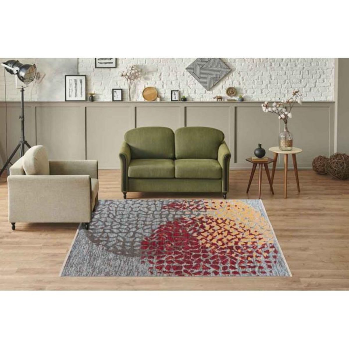 Paris Prix Tapis Tissé Imprimé à Poils Courts  Dilan  Rouge