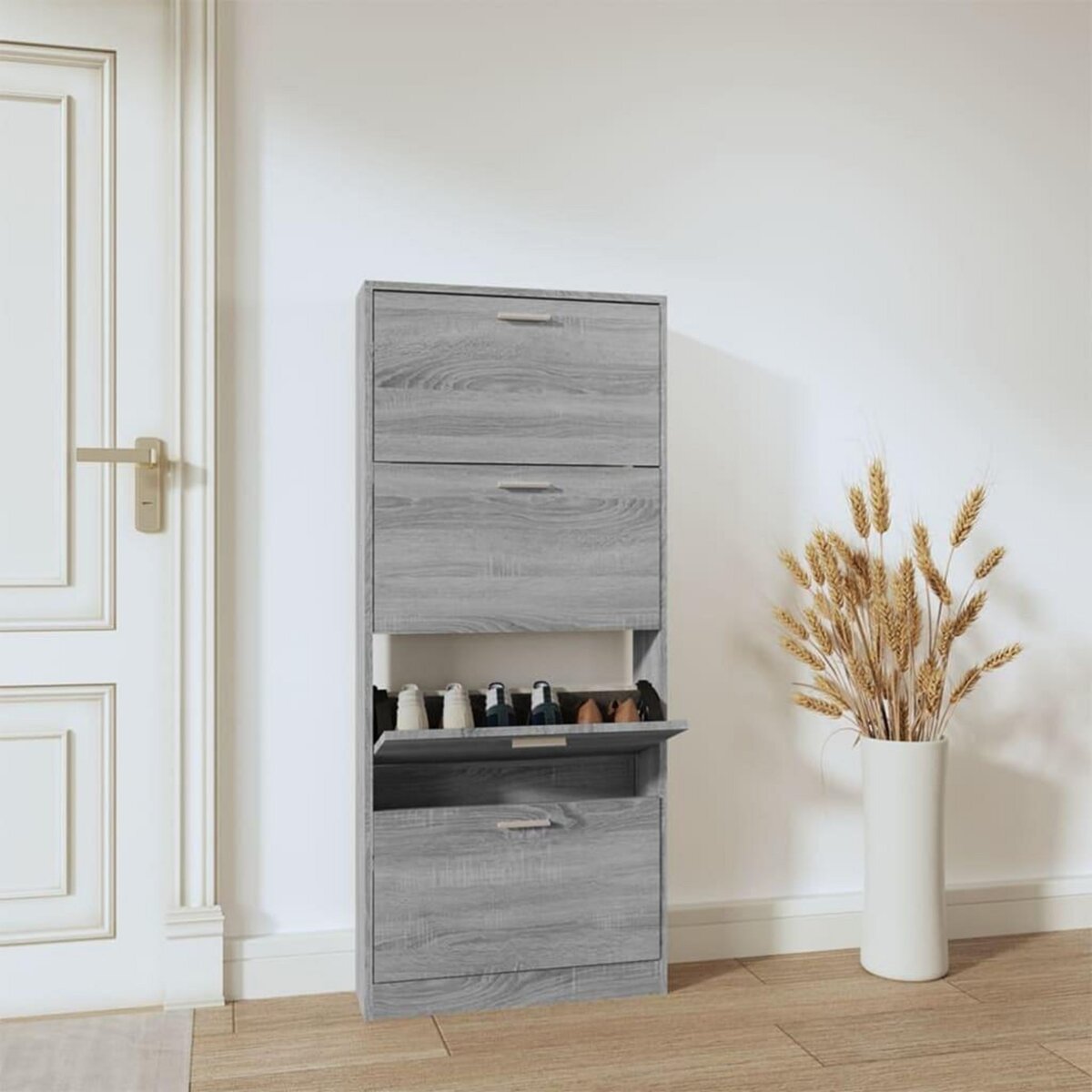 VIDAXL Armoire a chaussures Sonoma gris 59x17x150 cm Bois d'ingenierie