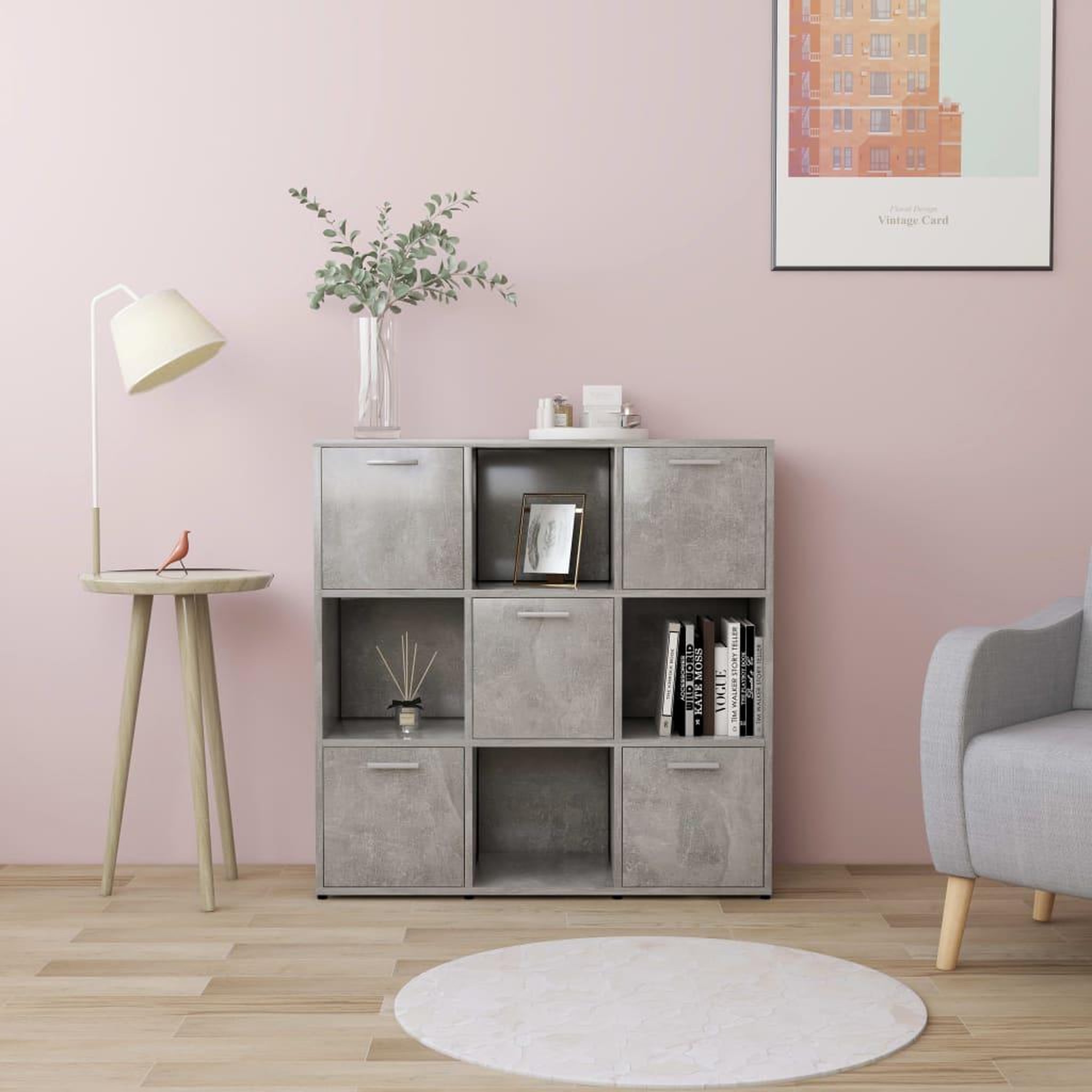 VIDAXL Bibliotheque Gris beton 90x30x90 cm Bois d'ingenierie