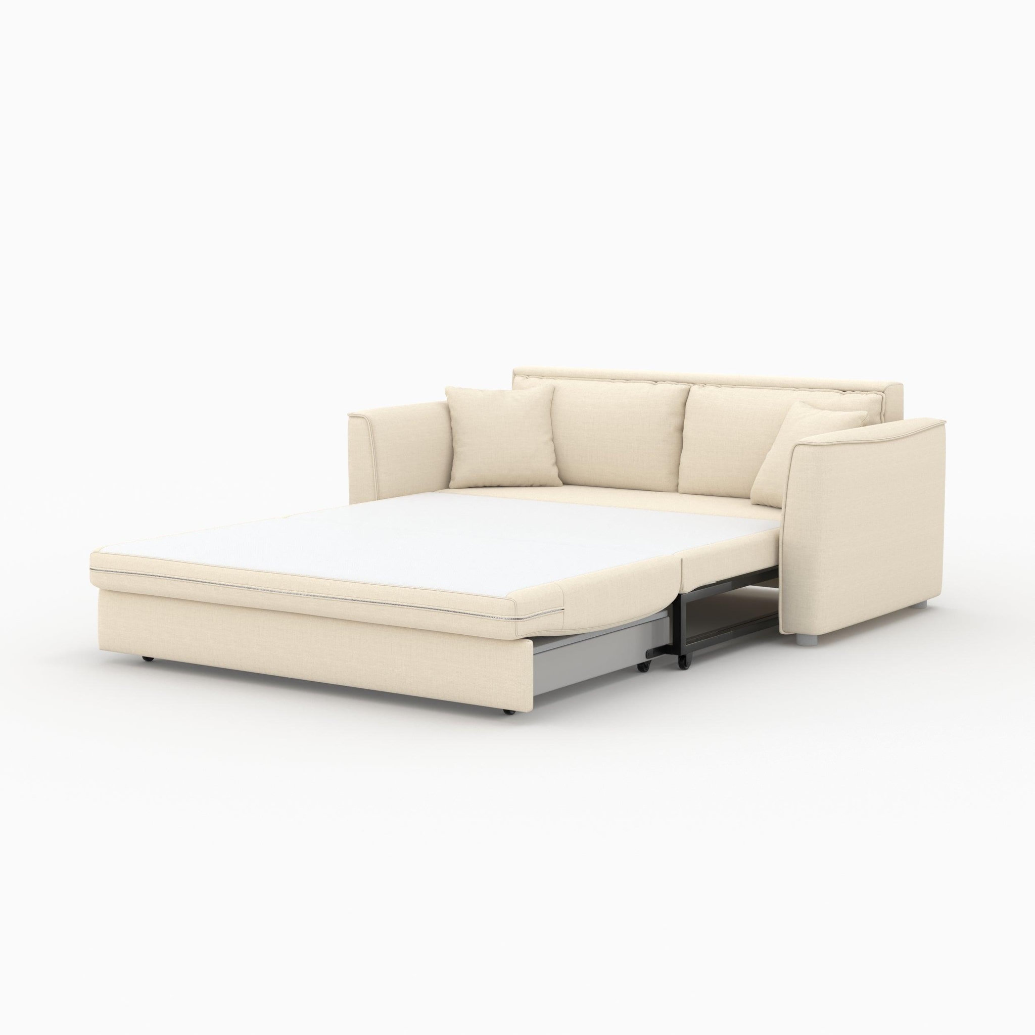 Voir la diapositive 5 : MAISON PAVANE Canapé convertible 2 places en tissu texturé beige-olympe