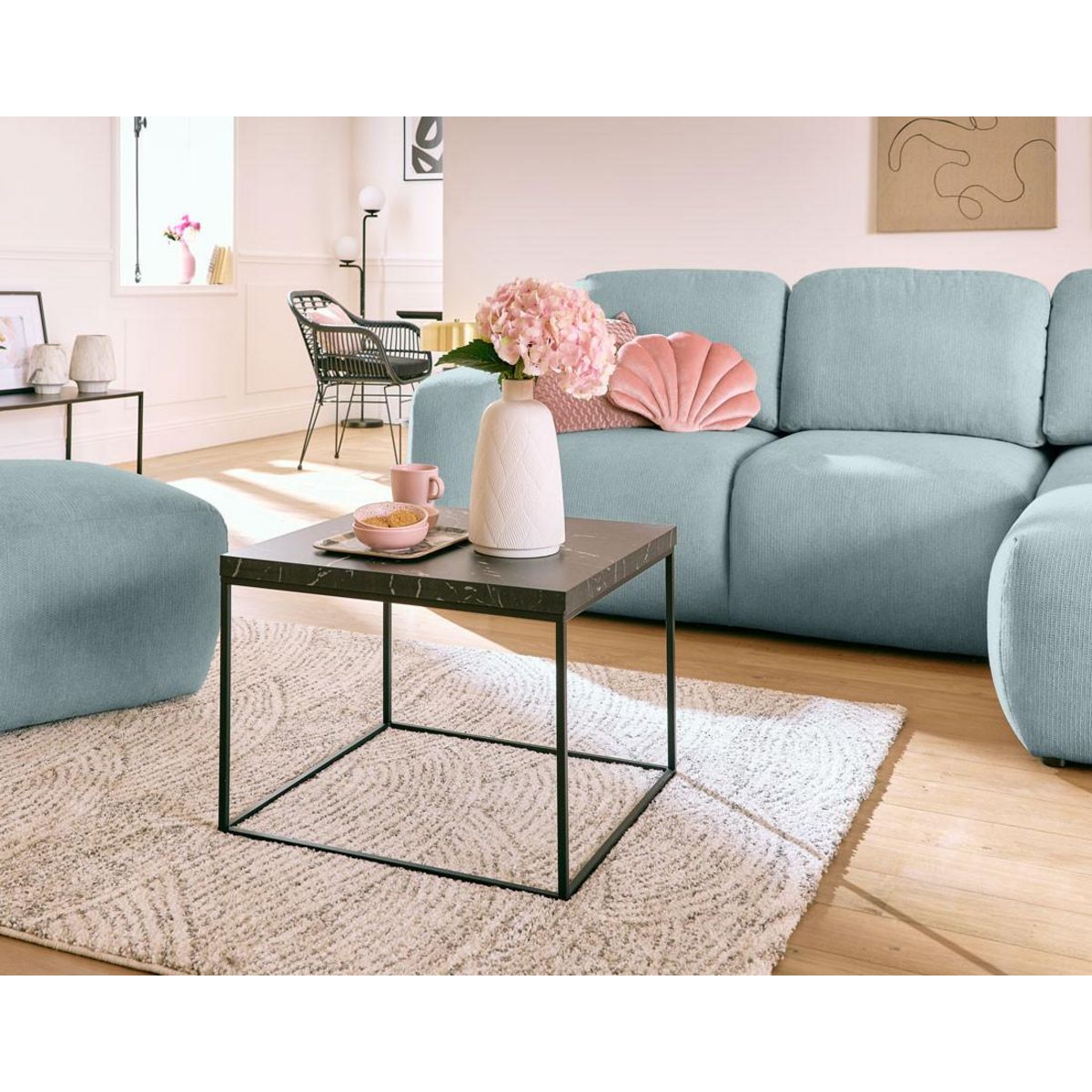 LISA DESIGN Sorrente - canapé d'angle réversible - convertible avec coffre - 4 places - en tissu texturé