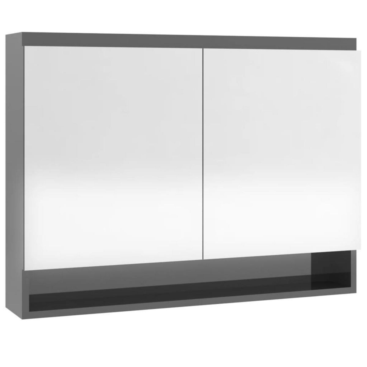 VIDAXL Armoire a miroir de salle de bain 80x15x60 cm MDF Gris brillant