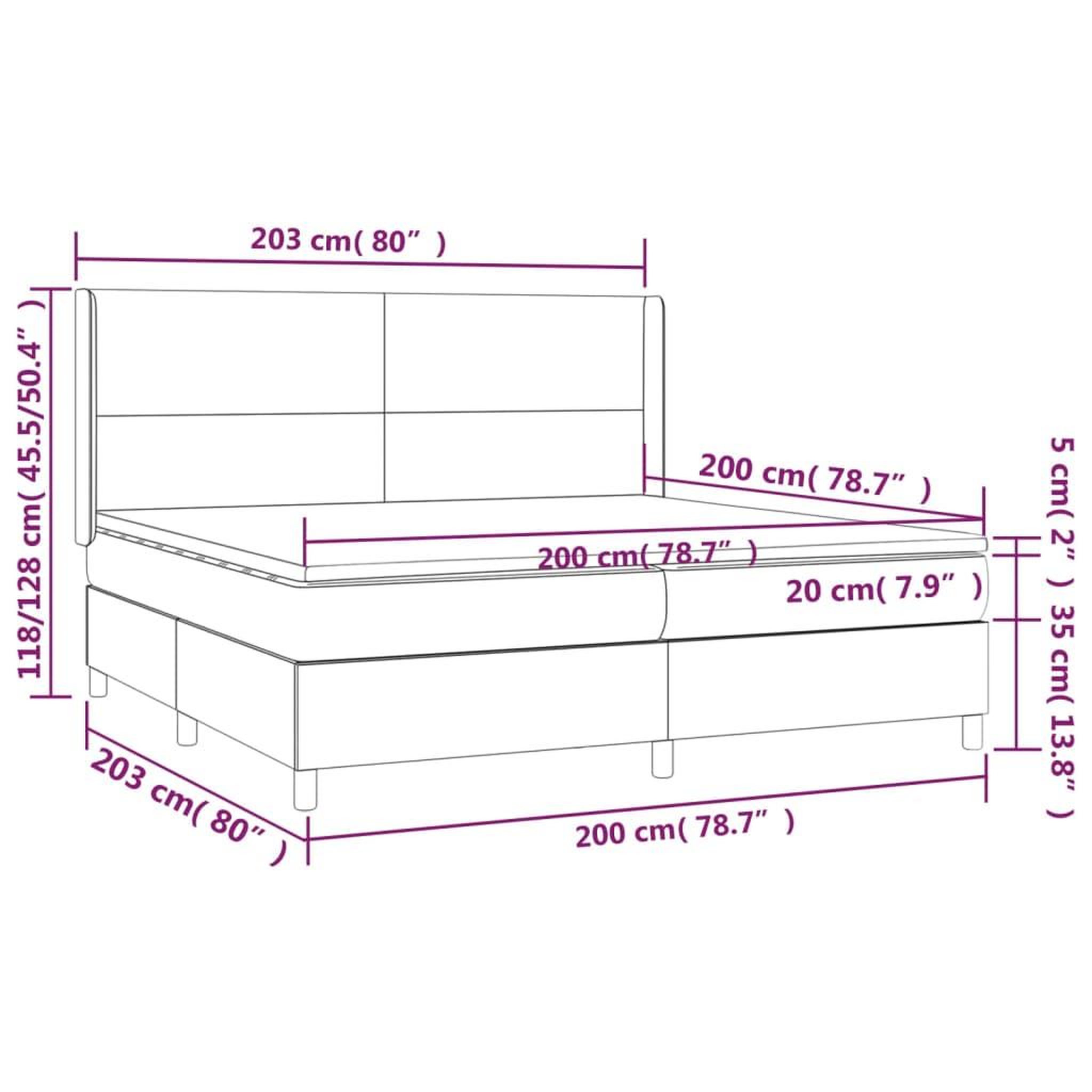 Voir la diapositive 6 : VIDAXL Sommier a lattes de lit avec matelas Rose 200x200 cm Velours