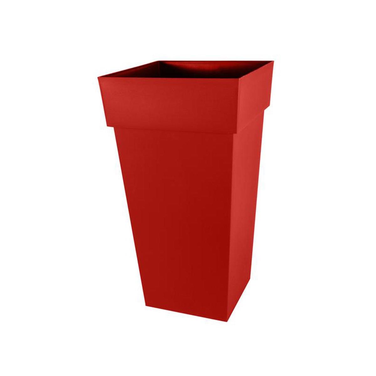 Eda Pot de fleur carré Toscane 39 x H.65 cm - Rouge rubis - Eda