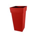 Eda Pot de fleur carré Toscane 39 x H.65 cm - Rouge rubis - Eda