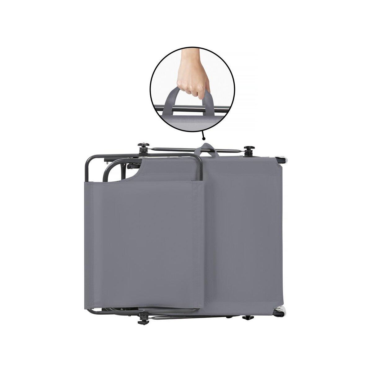 Habitat et Jardin Bain de soleil pliable  Lazy  - Avec pare soleil - Gris