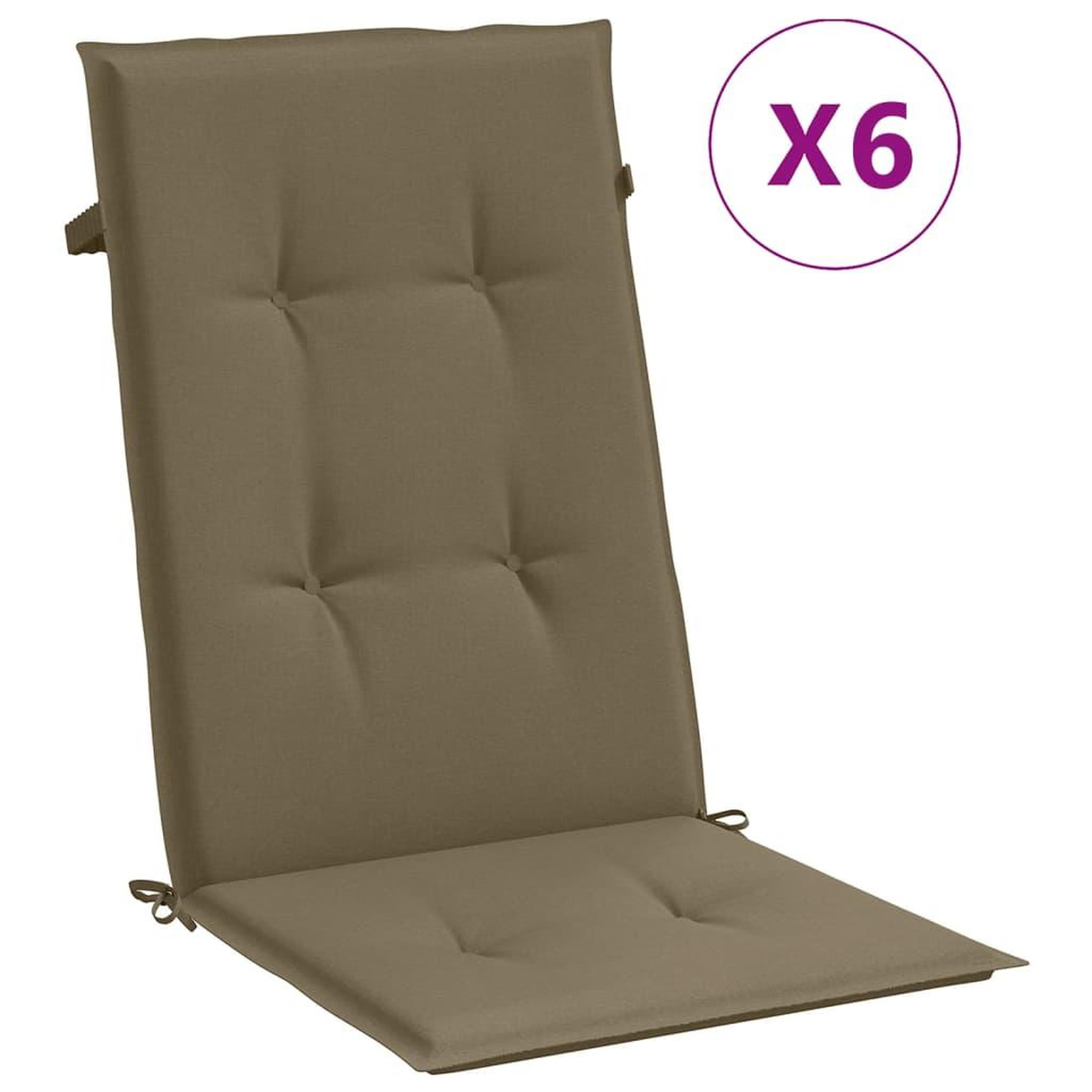 Voir la diapositive 2 : VIDAXL Coussins de chaise a dossier haut lot de 6 taupe melange tissu