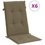 Voir la diapositive 2 : VIDAXL Coussins de chaise a dossier haut lot de 6 taupe melange tissu
