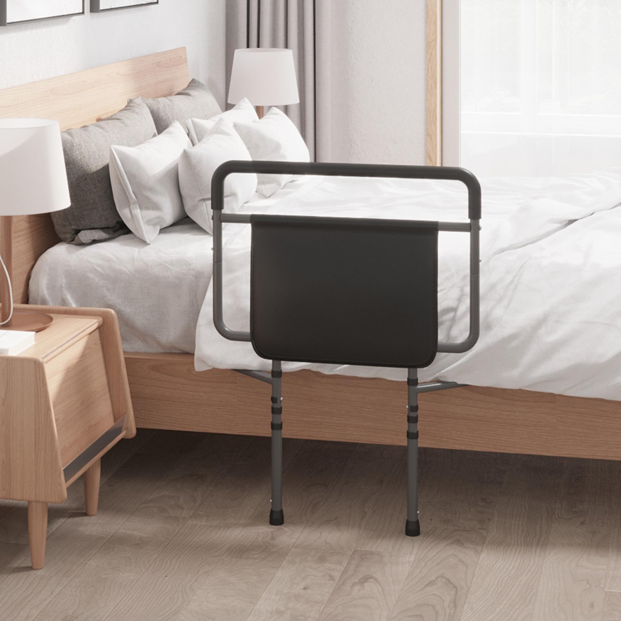 Voir la diapositive 2 : HOMCOM Barre de redressement de lit réglable en hauteur - poignée d'appui pour le lit - barre d'appui de lit - acier PU gris noir