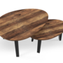 Voir la diapositive 5 : ID MARKET Lot de 2 tables basses gigognes AUSTRIA bois pied épingle noir