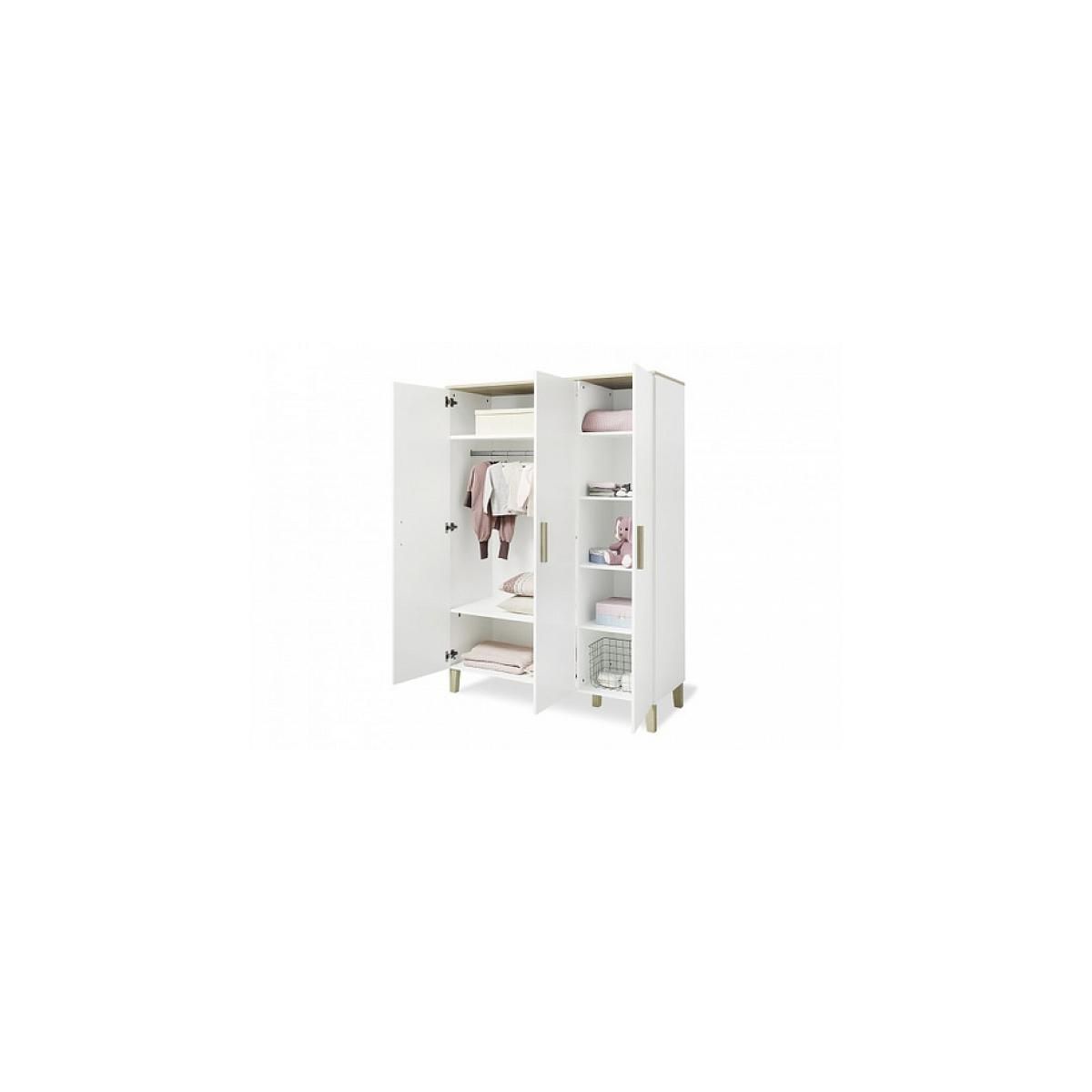 Pinolino Armoire Lumi grande 6 étagères 3 portes Blanc