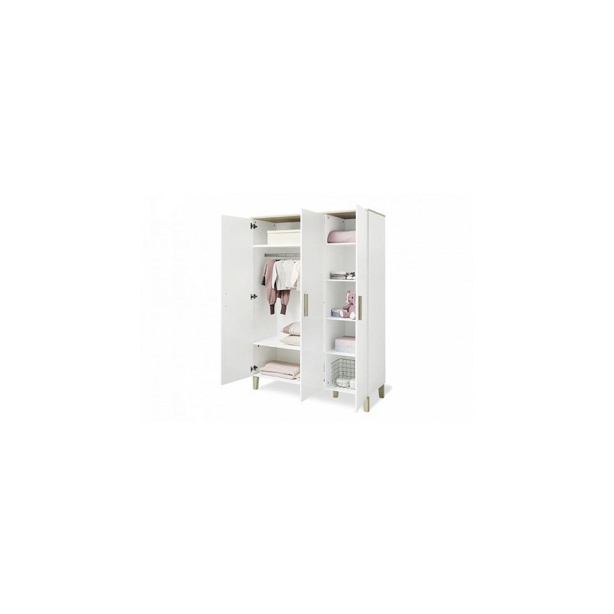 Pinolino Armoire Lumi grande 6 étagères 3 portes Blanc