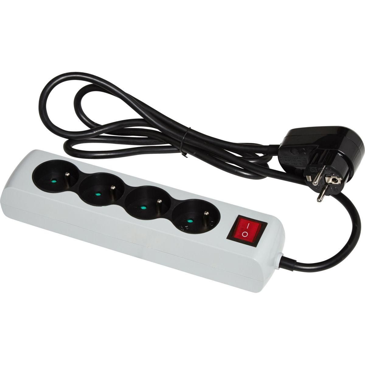 ESSENTIEL B Multiprise 4 prises parafoudre grise