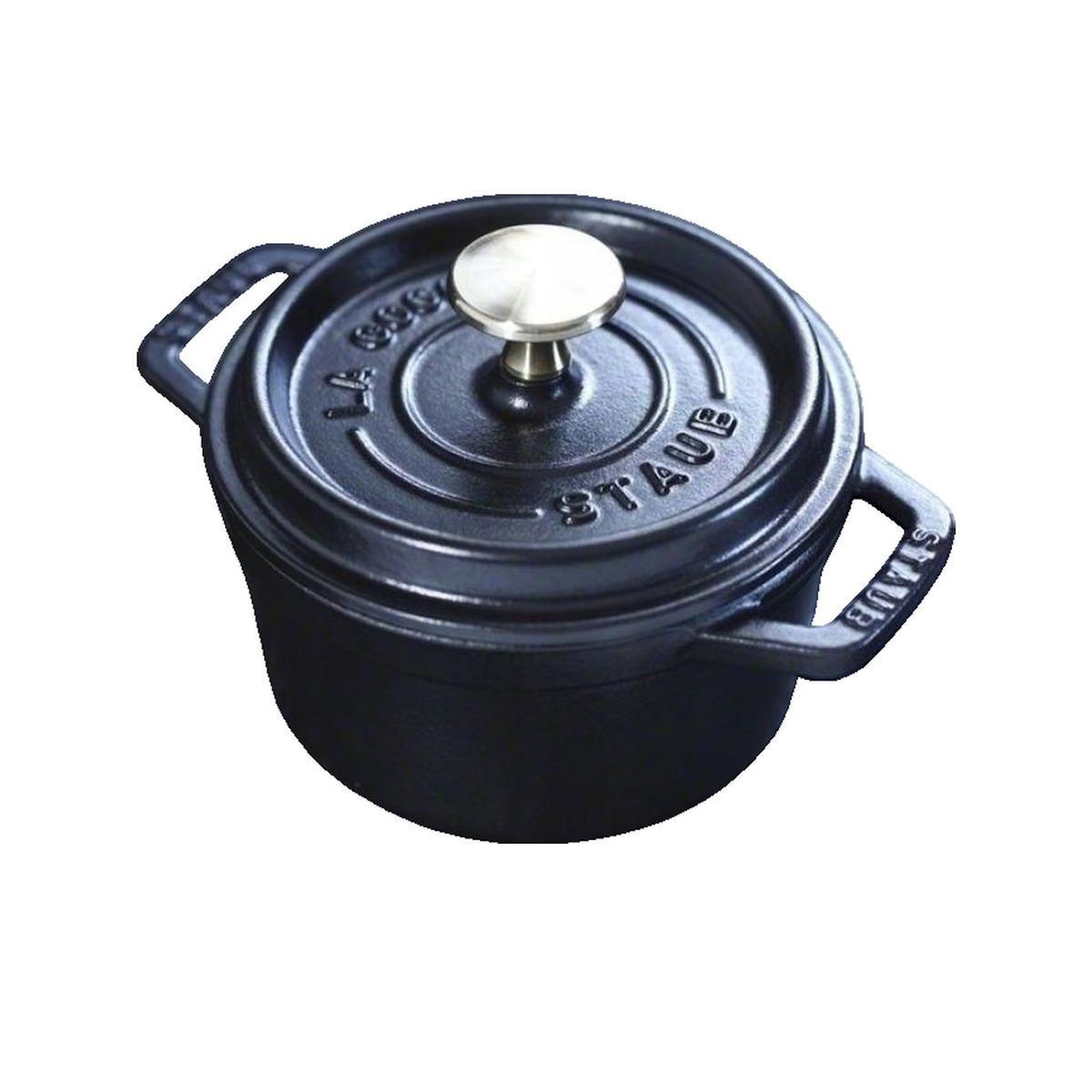 Staub Cocotte Staub 14 cm en fonte émaillée noire avec couvercle