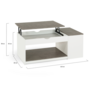 Voir la diapositive 6 : ID MARKET Table basse plateau relevable rectangulaire ELEA avec coffre bois blanc et effet béton