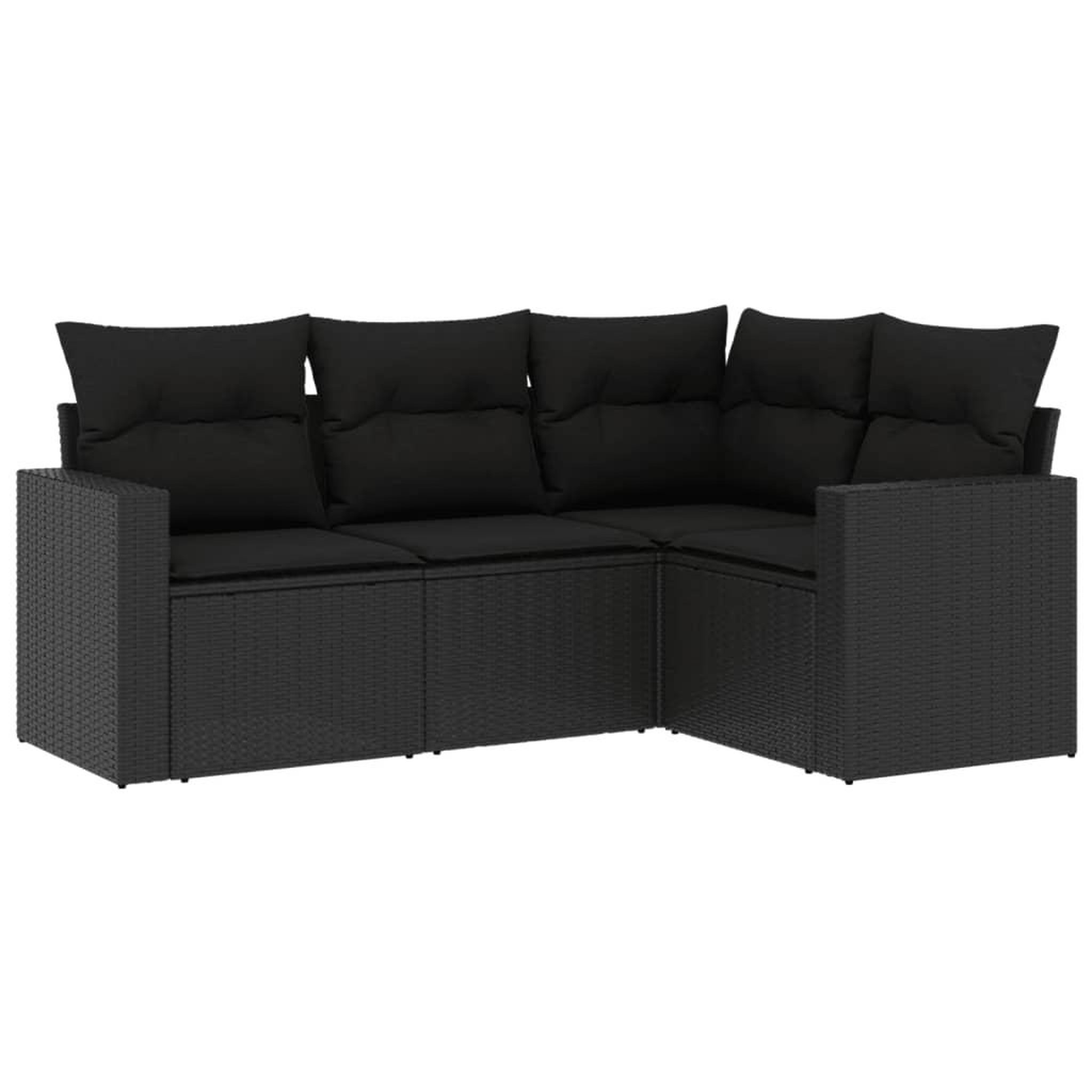 Voir la diapositive 2 : VIDAXL Salon de jardin 4 pcs avec coussins noir resine tressee