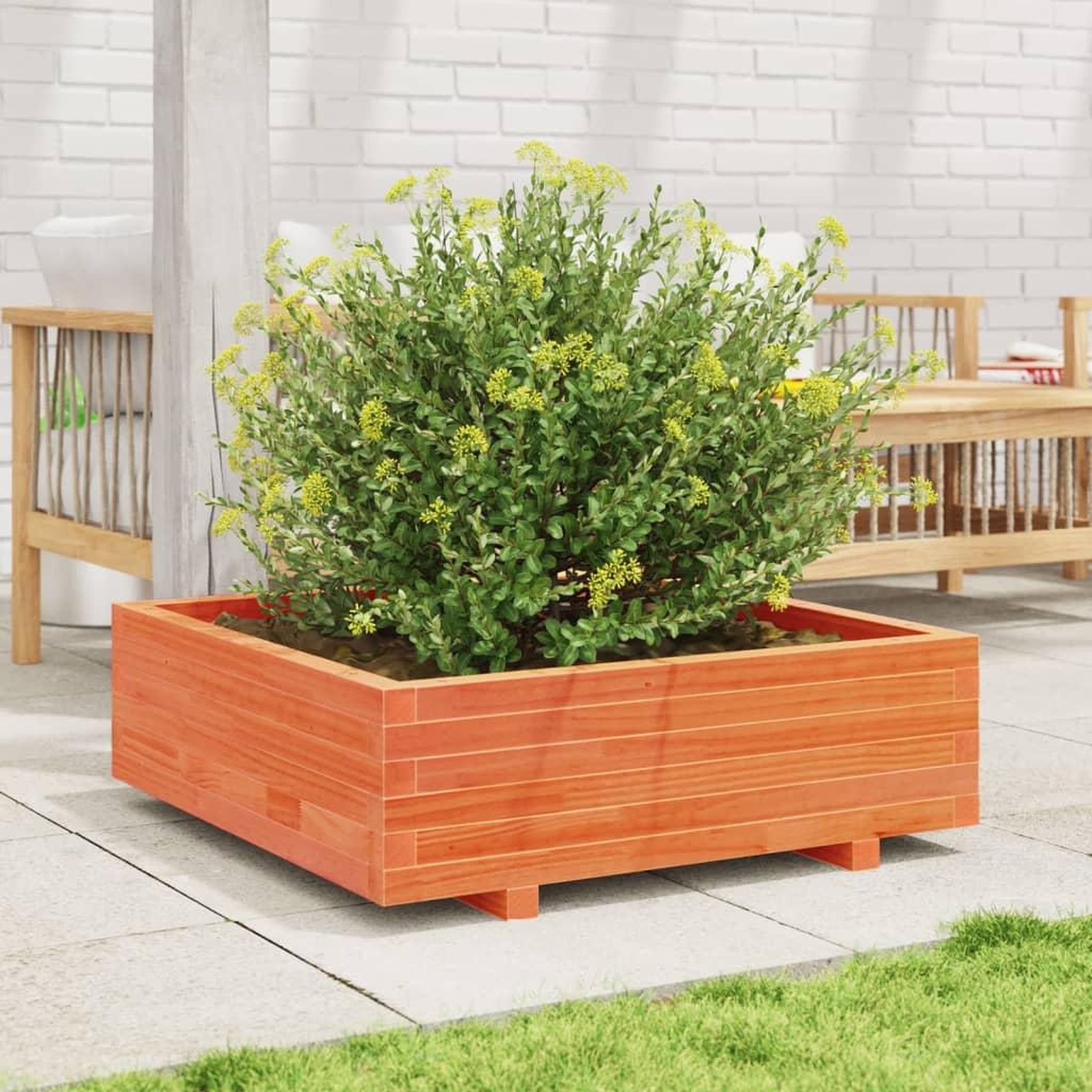 Voir la diapositive 3 : VIDAXL Jardiniere cire marron 80x80x26,5 cm bois de pin massif