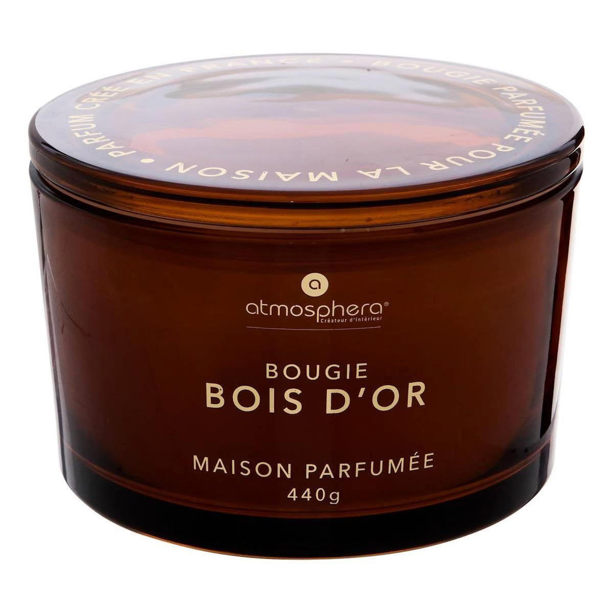 ATMOSPHERA Bougie Parfumée en Verre  Glowy  440g Bois d'Or