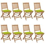 VIDAXL Chaises pliables de jardin lot de 8 avec coussins Bois d'acacia