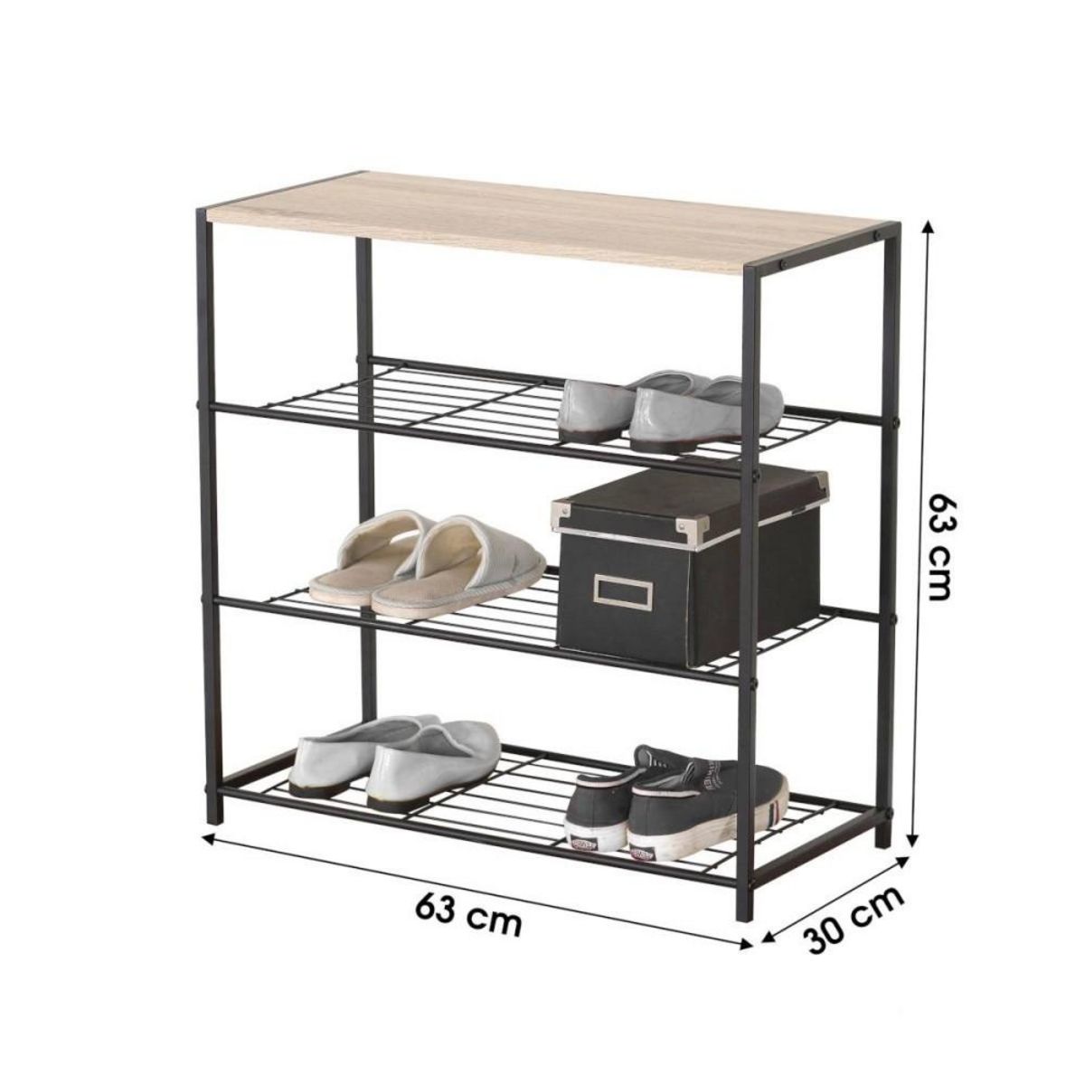 FORNORD Etagère range chaussures 3 niveaux 63x30xh63cm