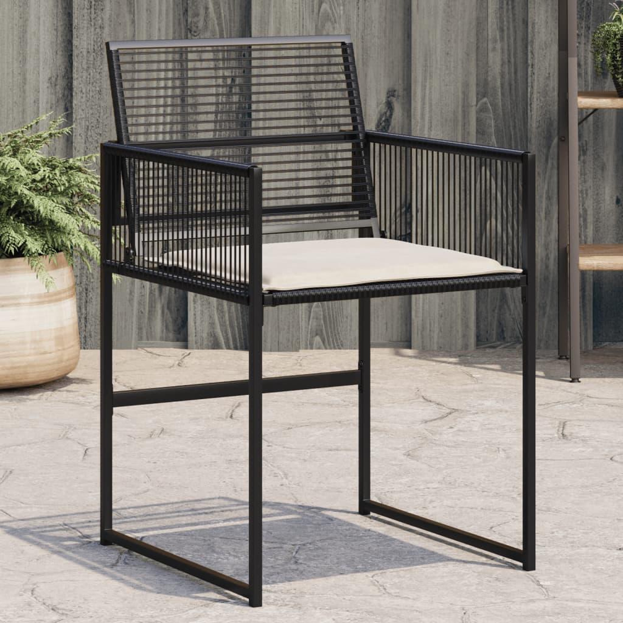 VIDAXL Chaises de jardin lot de 4 avec coussins noir resine tressee