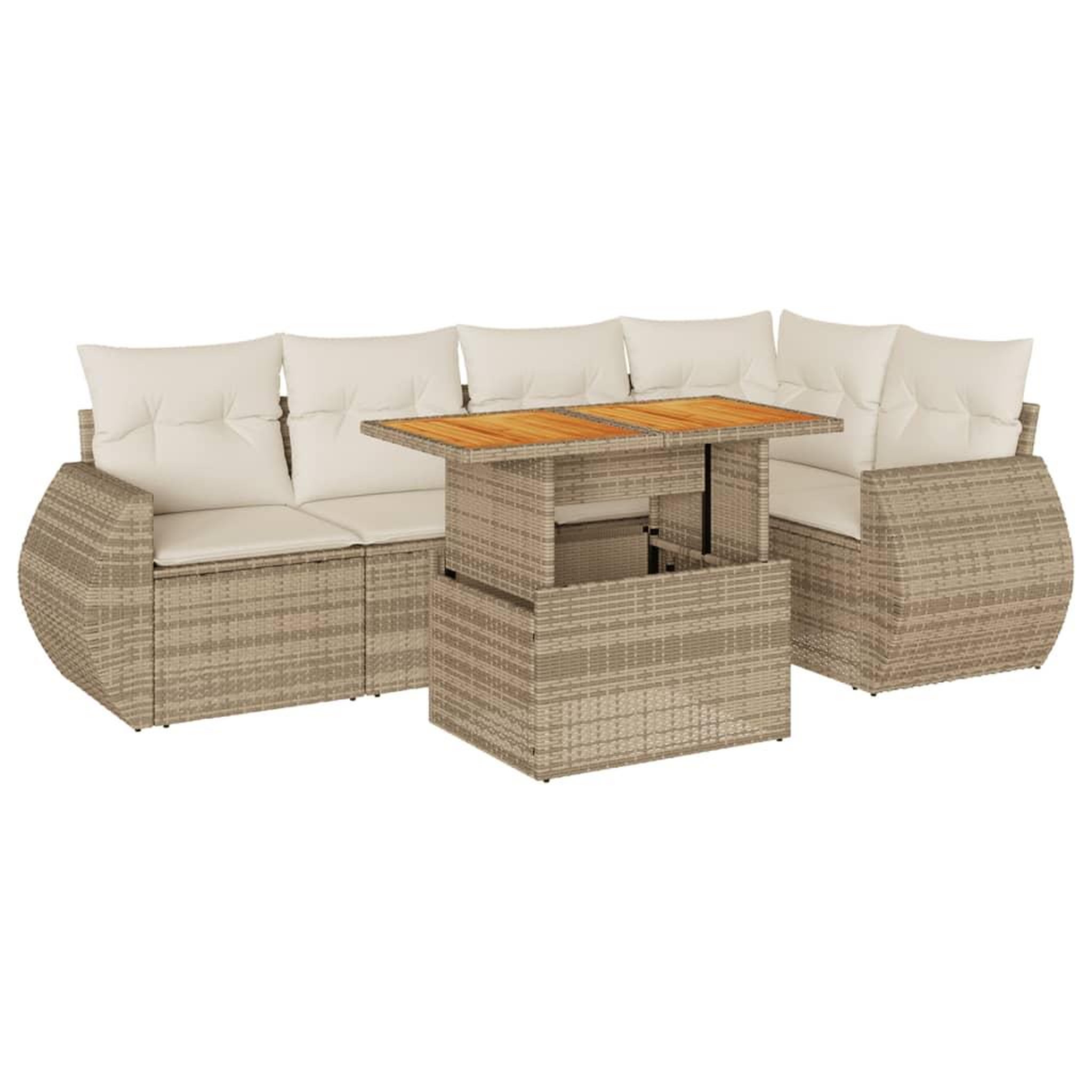 Voir la diapositive 2 : VIDAXL Salon de jardin avec coussins 6 pcs beige resine tressee