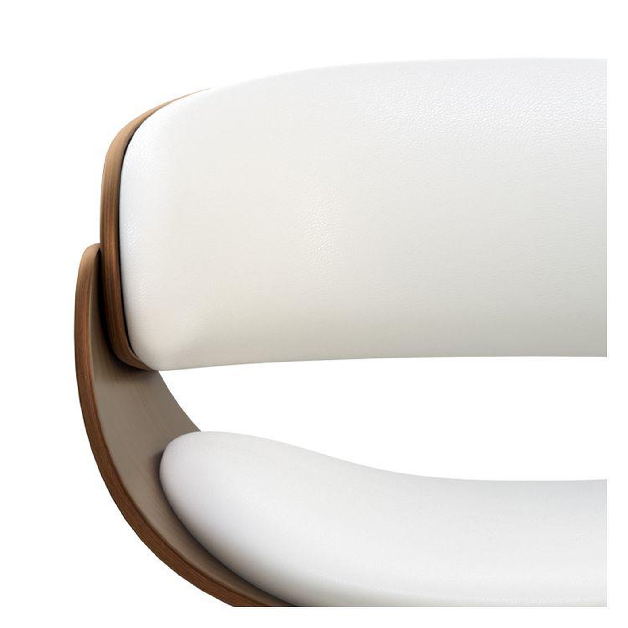 Voir la diapositive 6 : MAISON PAVANE Chaise en cuir synthétique blanc et bois plaqué noyer-polo